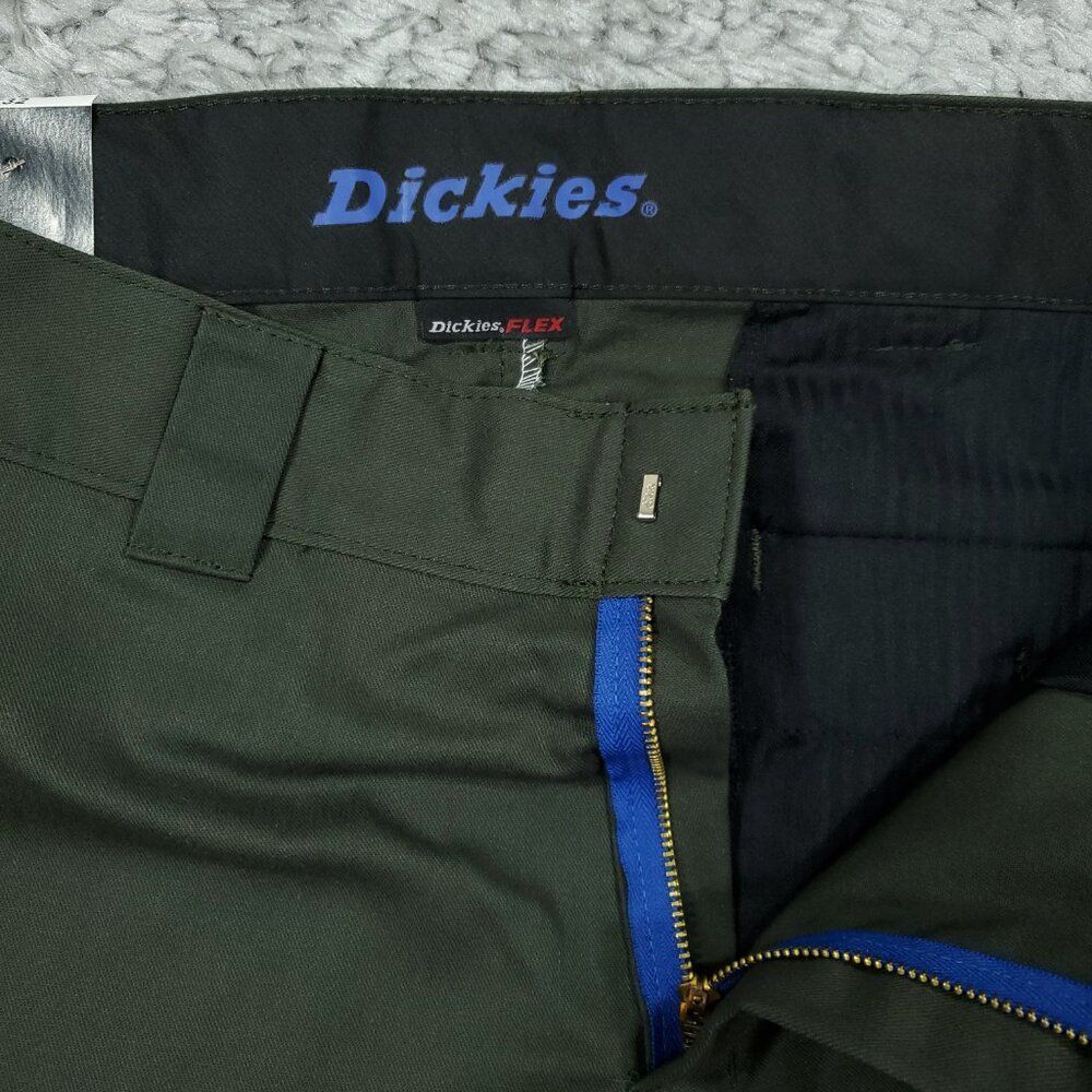 Dickies Slim Fit Tapered Twill Flex Green Work Pants Men's Size 34 x 32 - Picture 5 of 8
